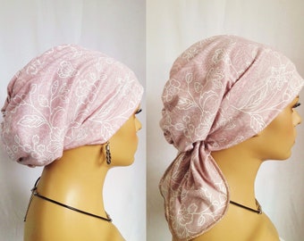 Women Headwear Scarf Hat Bandana Turban Fine Jersey Beige Cream Pink Cotton/Viscose Chemo Cancer