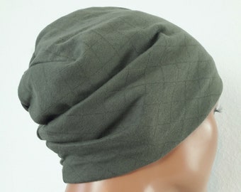 Bonnet de nuit base Hat Beniemütze uni alopécie chimiothérapie confortable doux Olive Khaki