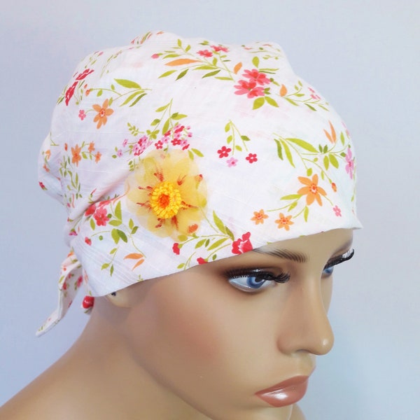 Summer HeadScarf Bandanna Double Layered Triangle Cloth Pleasant Cotton/Batist Floral Chemo Alopecia instead of Wig