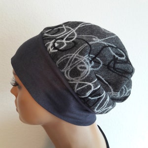 Women's Balloon Hat Winter Hat Beanie Long Hat Grey Wool Fabric CHEMO Alopecia Instead of Wig image 5