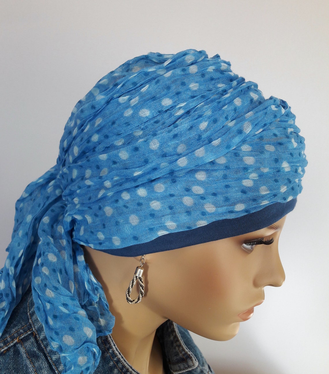 Chemo Couvre-chef pour femme - Turban doux - Motif floral - Alopécie, bleu, taille unique Chemo Couvre-chef pour femme - Turban doux - Motif floral - Alopécie, bleu, taille unique