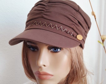 Parapluie Femme Casquette Ballon Cap Béret Cap Chapeau Capp Doublé Uni Café Marron