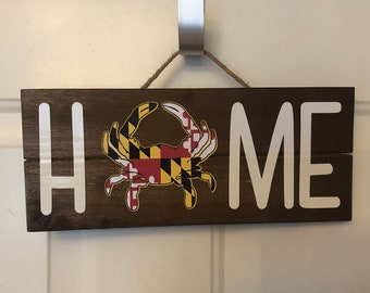 Wood Maryland Crab Home sign. Wreath sign handmade crab sign