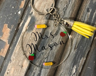 Custom personalized teacher keychain, gift,