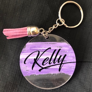 Personalized acrylic keychain with tassel painted keychain