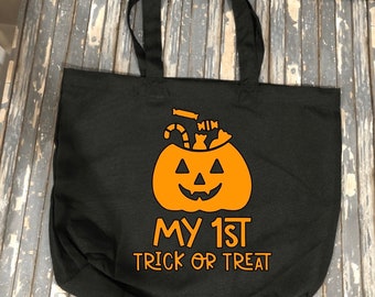 Personalized 1st Halloween Treat or Trick Bag Halloween Candy Goodie Bag Kids Trick or Treat Bags Halloween candy bag