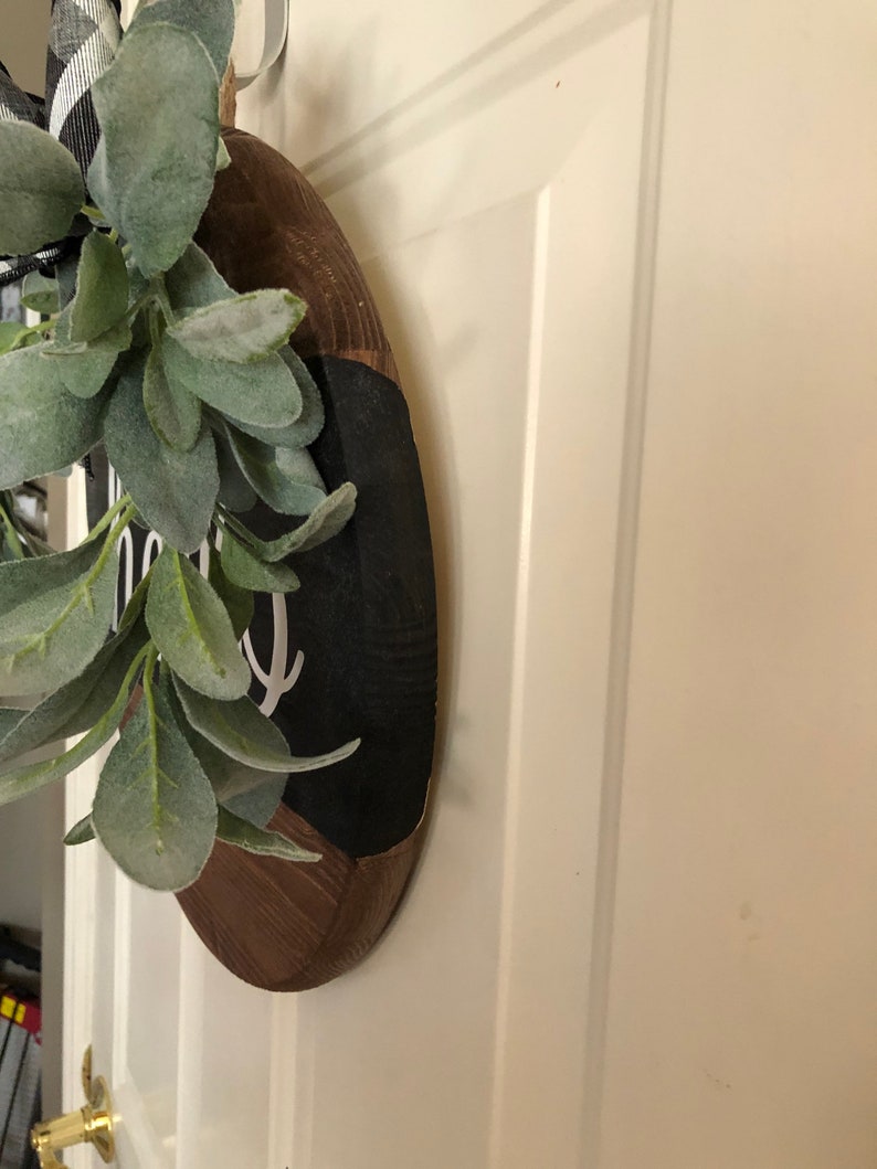 Black and Wood Stained Hello Wood Sign - Etsy