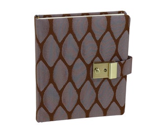 Diary with lock Moire in brown