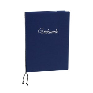 Document folder made of dark blue bookbinding linen image 1