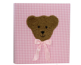 Photoalbum rose check with teddybear application