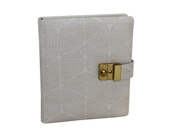 Diary with lock SINA in cream-gold fabric cover - handmade in Germany