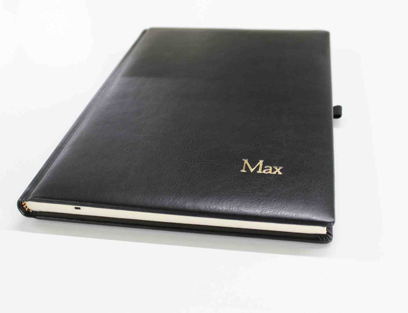 Notebook checkered With Name Embossing in Black Italian Faux Etsy