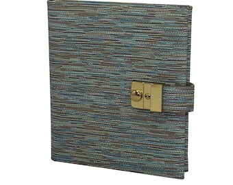 Diary with Pintura lock in petrol - lockable white book in a turquoise fabric cover
