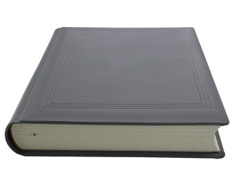 Modern guest book made of smooth leather in gray with hand-torn deckle pad, format 230 x 300 mm, 450 pages