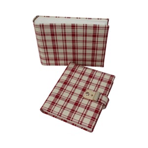 Anne Frank set: diary and mini photo album in red and beige checked fabric cover