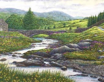 Original Watercolour Landscape Painting Watendlath Lake District Unframed by Paul Morgan Clarke