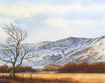 Original Watercolour Painting Snow in the Lakes by Paul Morgan Clarke