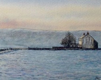 Original Watercolour Painting 'Winter Afternoon' with Mount Unframed Landscape Painting by Paul Morgan Clarke