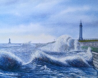 Stormy Seas Original Watercolour Painting by Paul Morgan Clarke