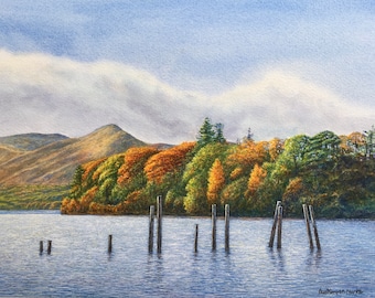 Original Watercolour Painting Lakes in Autumn Unframed Landscape Painting by Paul Morgan Clarke