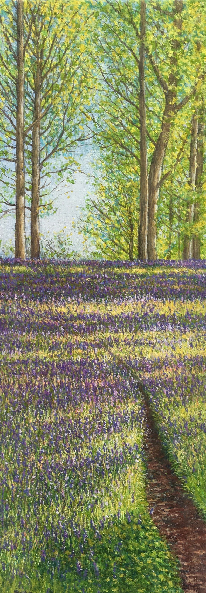 Original Watercolour Painting Bluebell Wooded Path Framed Landscape Painting by Paul Morgan Clarke image 2