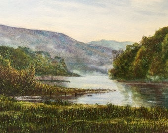 Original Watercolour Painting 'Morning Derwent Water' unframed Landscape Painting by Paul Morgan Clarke