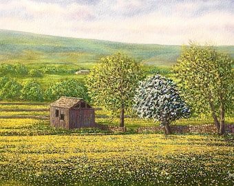 Original Painting 'Spring Barn' unframed Landscape by Paul Morgan Clarke