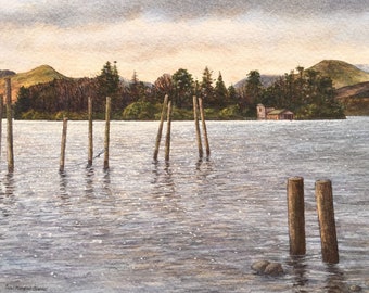 Original Watercolour Painting Derwentwater Catbells unframed Landscape Painting by Paul Morgan Clarke