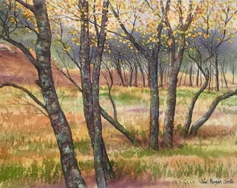 Original Watercolour Painting Autumn WoodsUnframed Landscape Painting by Paul Morgan Clarke