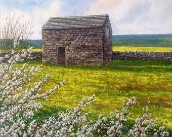 Original Watercolour Painting Unframed 'Spring Blossom' English Landscape Painting by Paul Morgan Clarke