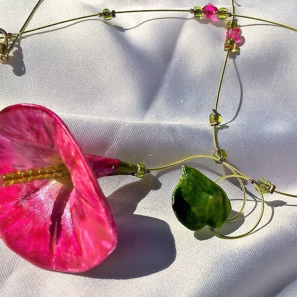 Kette Ackerwinde Winde Trichterblume Blume Garten Natur modelliert handbemalt Unikat