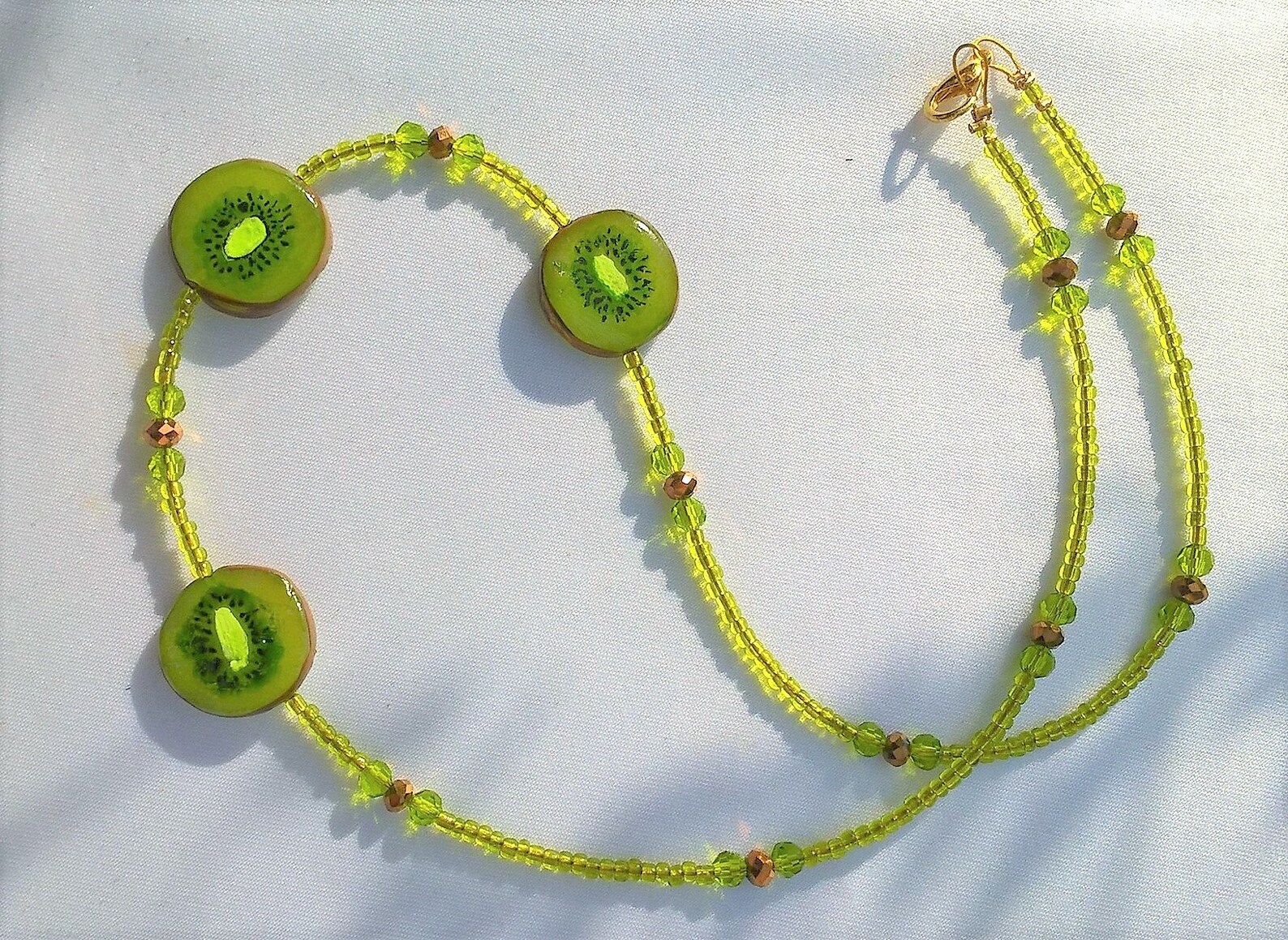 Chain Kiwi Necklace Necklace Kiwi Slices Modeled Handpainted Etsy UK