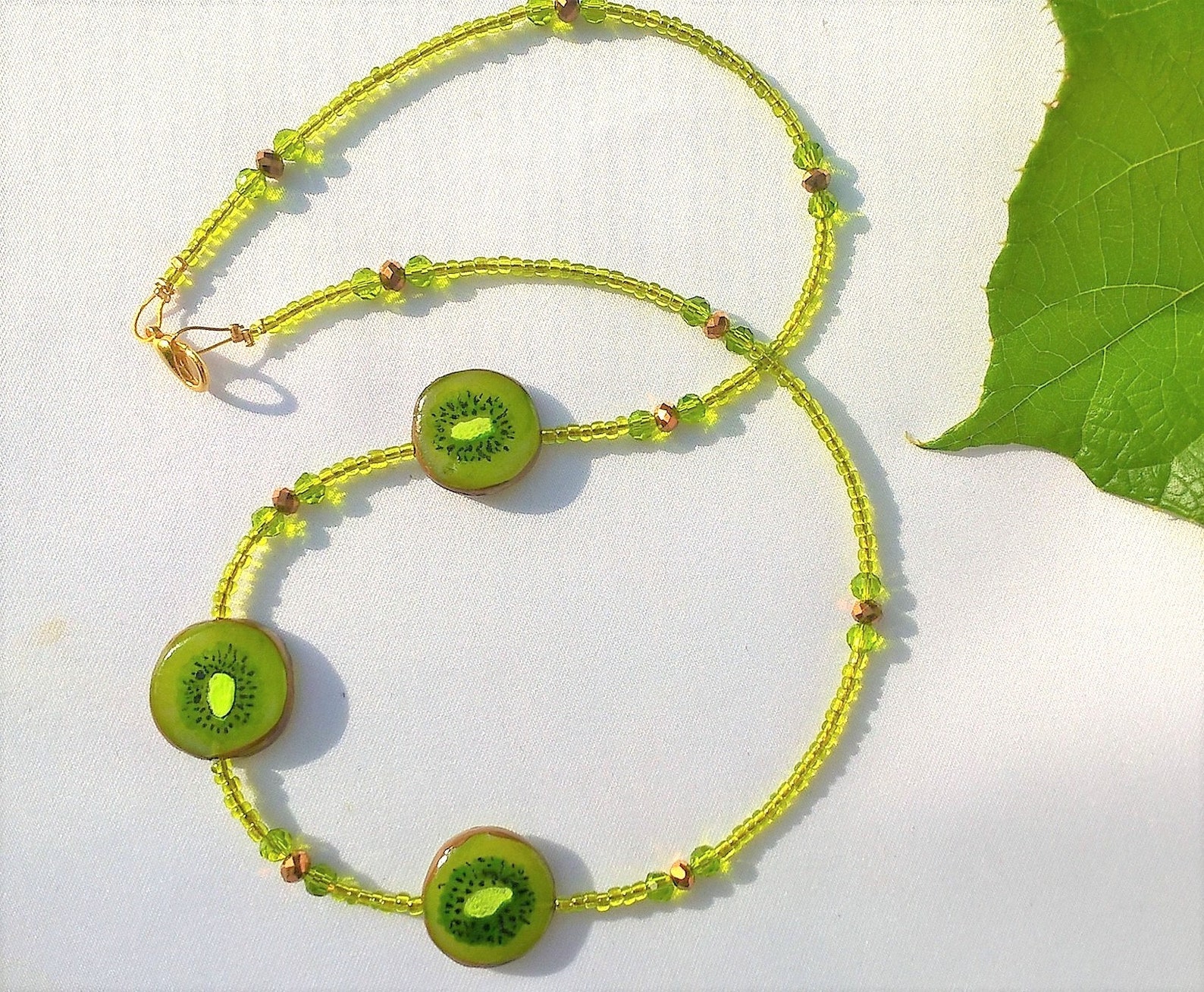 Chain Kiwi Necklace Necklace Kiwi Slices Modeled Handpainted Etsy UK