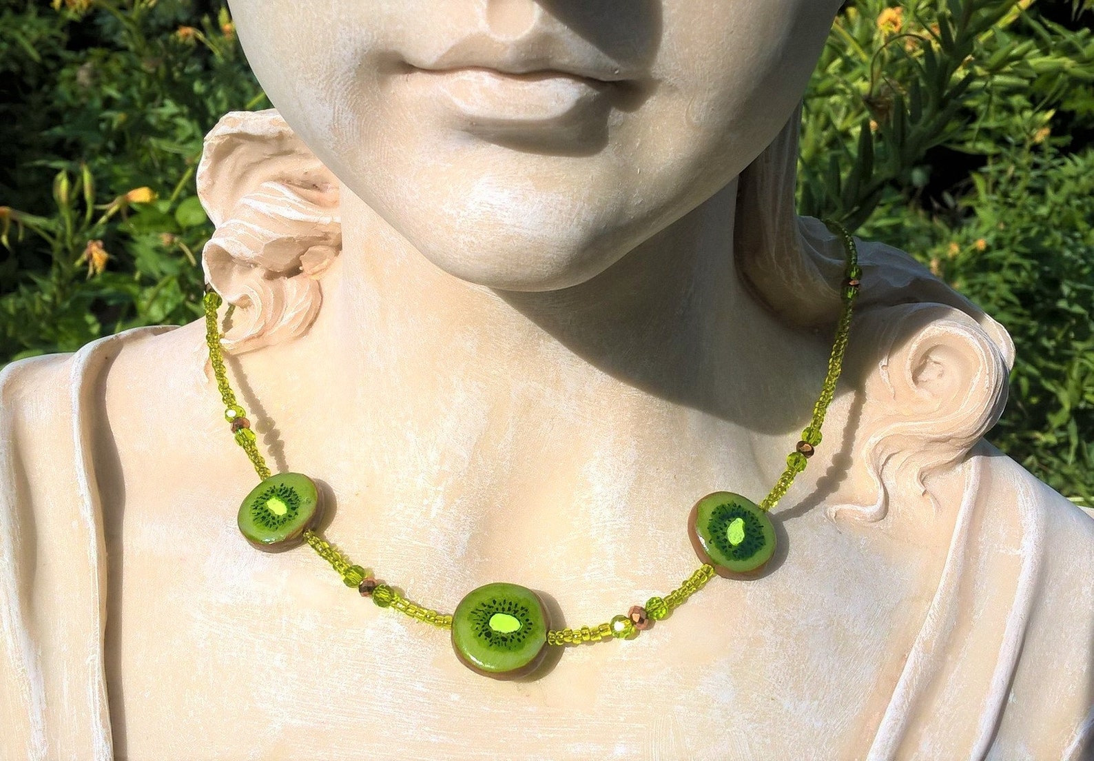 Chain Kiwi Necklace Necklace Kiwi Slices Modeled Handpainted Etsy UK