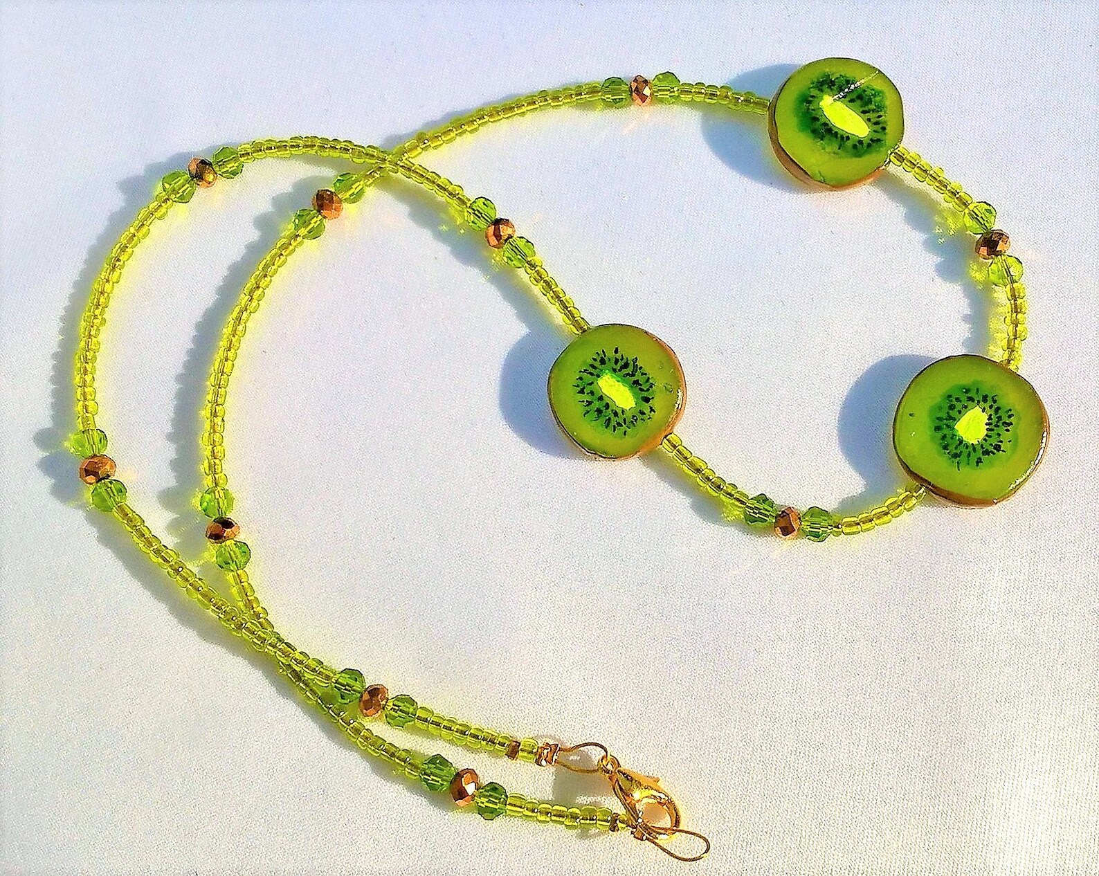 Chain Kiwi Necklace Necklace Kiwi Slices Modeled Handpainted Etsy UK