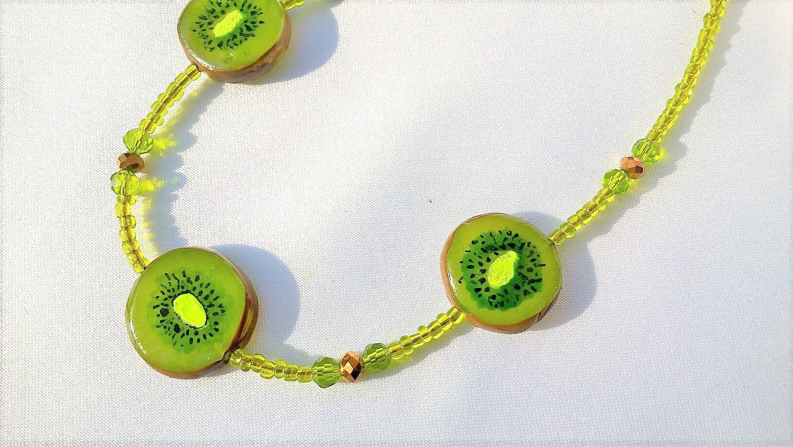 Chain Kiwi Necklace Necklace Kiwi Slices Modeled Handpainted Etsy UK