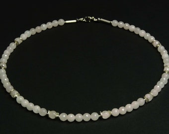 Necklace, rose quartz balls