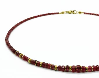 Gemstone necklace, red spinel