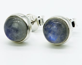 Gemstone studs, blue moonstone