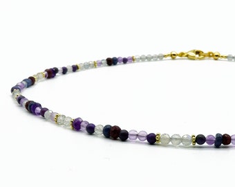 Gemstone necklace, gemstone mix - blue and violet