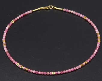 Gemstone necklace, tourmaline, rosé