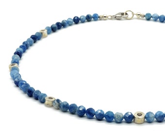Gemstone necklace, aquamarine, strong blue