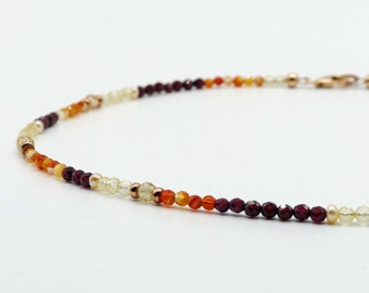 Gemstone necklace, magical garnet, carnelian, citrine and pearls