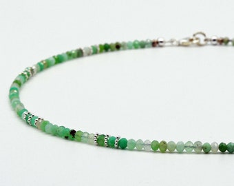 Gemstone necklace, Chrysopras - very noble