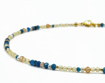 Gemstone necklace, apatite, citrine and zirconium