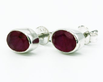 Gemstone Stud Earrings, Ruby