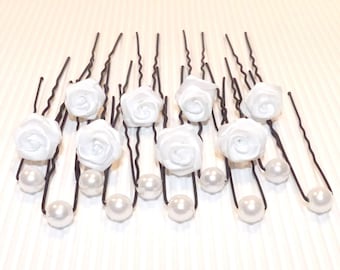 Hairpins with roses and pearls