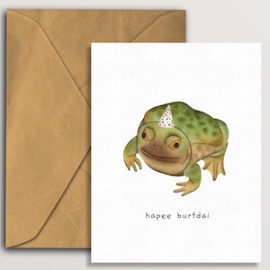 Carte d'anniversaire drôle de grenouille, carte de voeux de joyeux anniversaire d'amant de grenouille