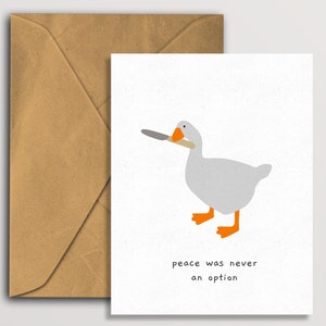 Carta "La pace non è mai stata un'opzione", Carta di auguri del gioco dell'oca senza titolo, Carta dell'oca vuota