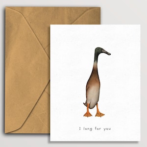 Carte d'amour du couple I Long for You Long Boi, carte de relation drôle de canard